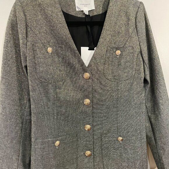 Last Chance! New Tnuck Keira Coventry Metallic Mini Blazer Dress Gray XS $168 - Picture 6 of 10